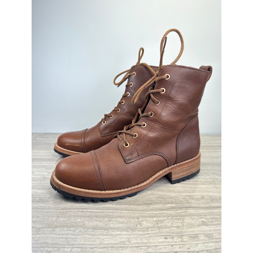 Brown Patina Leather‎ Lace Up Ankle Boots Women's 7.5 EU 38 Heritage Workwear